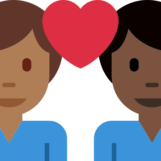 Casal Apaixonado: Homem, Homem, Pele Morena Escura, Pele Escura para Twitter (X) January 2025 Update