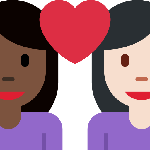 Casal Apaixonado: Mulher, Mulher, Pele Escura, Pele Clara para Twitter (X) January 2025 Update