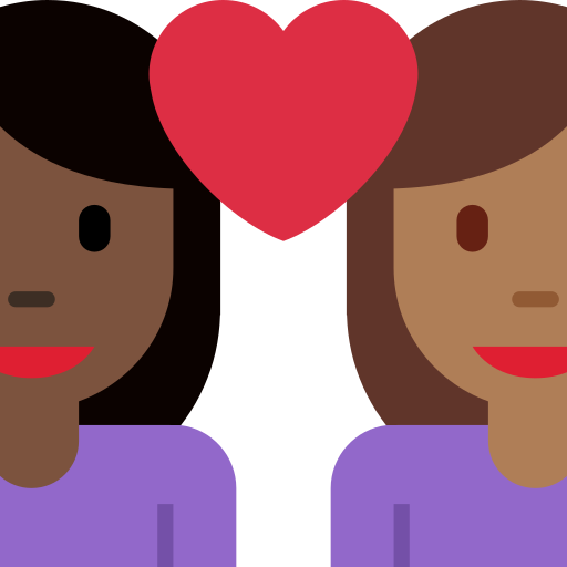 Casal Apaixonado: Mulher, Mulher, Pele Escura, Pele Morena Escura para Twitter (X) January 2025 Update