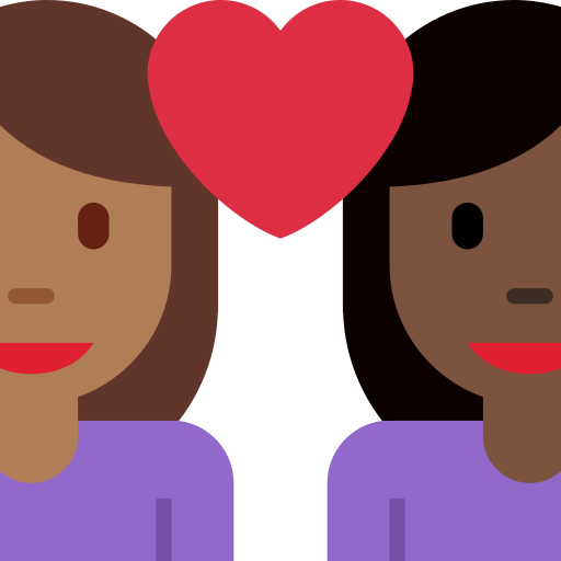 Casal Apaixonado: Mulher, Mulher, Pele Morena Escura, Pele Escura para Twitter (X) January 2025 Update