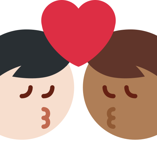 Beijo: Homem, Homem, Pele Clara, Pele Morena Escura para Twitter (X) January 2025 Update