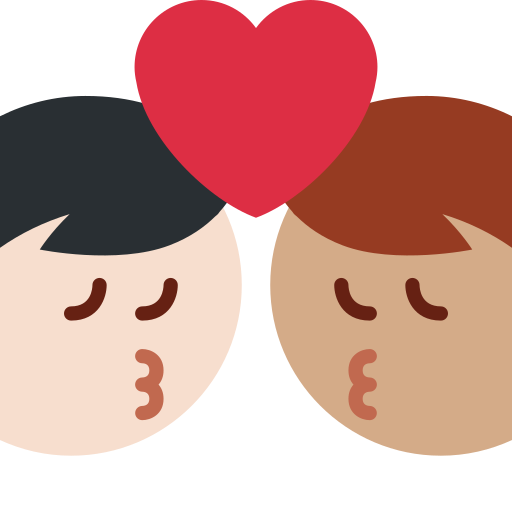 Beijo: Homem, Homem, Pele Clara, Pele Morena para Twitter (X) January 2025 Update