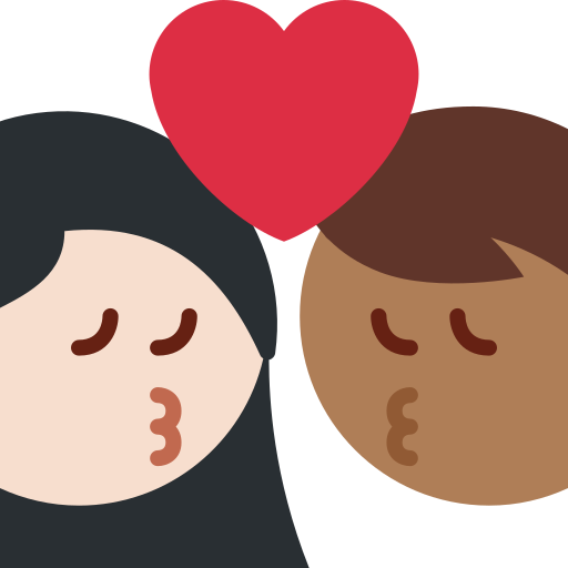 Поцілунок: жінка чоловік Дуже світлий тон шкіри темний тон шкіри для Twitter (X) January 2025 Update