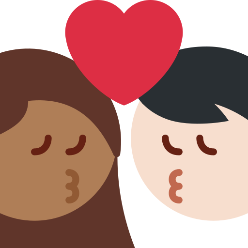 Beijo: Mulher, Homem, Pele Morena Escura, Pele Clara para Twitter (X) January 2025 Update