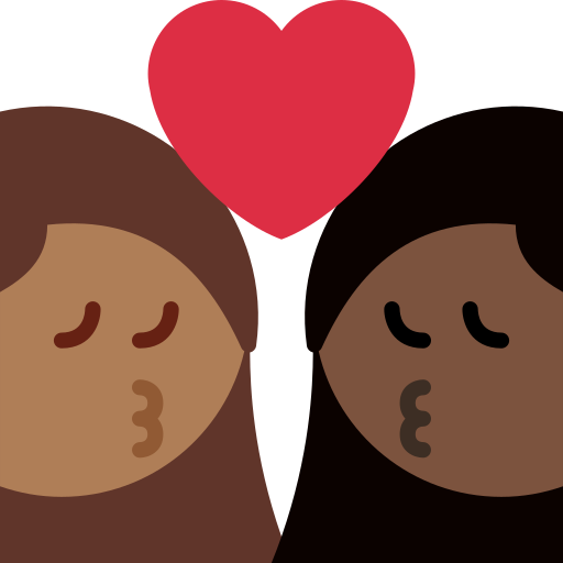 Beijo: Mulher, Mulher, Pele Morena Escura, Pele Escura para Twitter (X) January 2025 Update