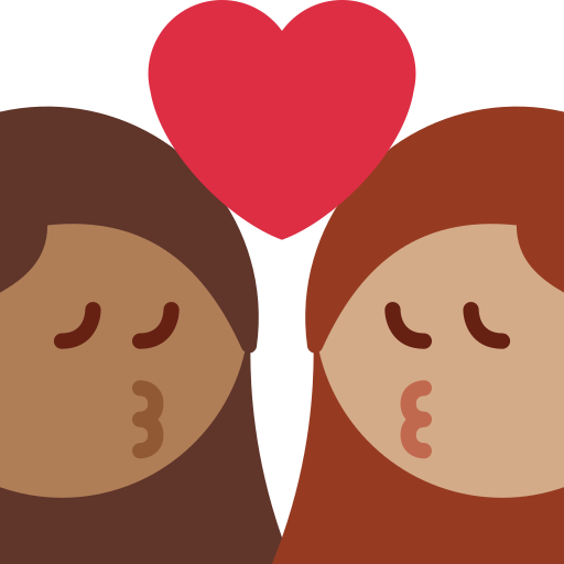 Beijo: Mulher, Mulher, Pele Morena Escura, Pele Morena para Twitter (X) January 2025 Update