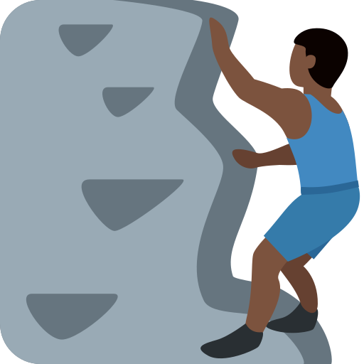 Чоловік піднімається по скелі: дуже темний тон шкіри для Twitter (X) January 2025 Update