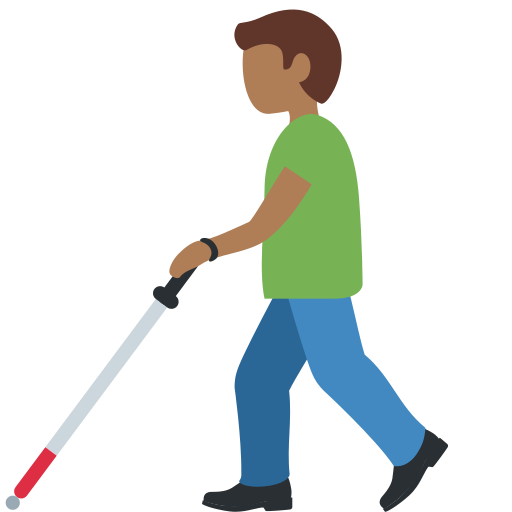 Homem Com Bengala Para Cego: Pele Morena Escura para Twitter (X) January 2025 Update