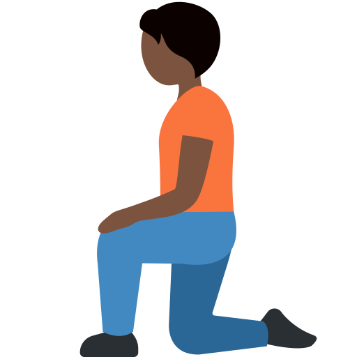 Людина на колінах: дуже темний тон шкіри для Twitter (X) January 2025 Update