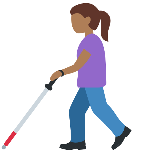 Жінка з тростиною для ходьби: темний тон шкіри для Twitter (X) January 2025 Update
