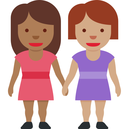 Mulheres que seguram as mãos: tom de pele médio-escuro, tom de pele médio para Twitter (X) January 2025 Update
