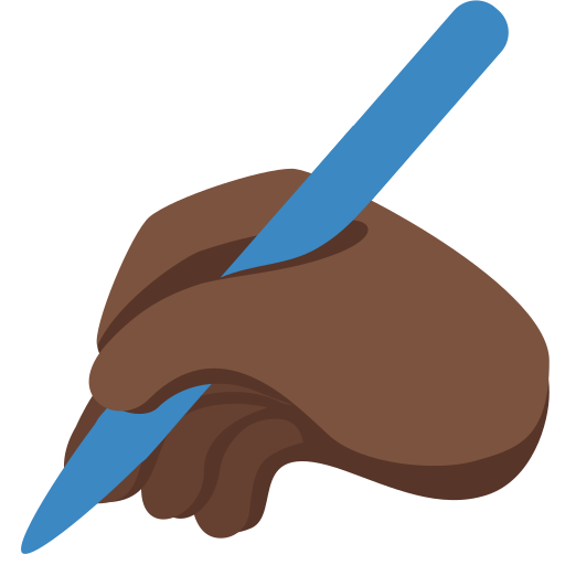 Пишущая рука: очень темный тон кожи для Twitter (X) January 2025 Update