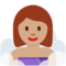 Woman in Steamy Room: Medium Skin Tone