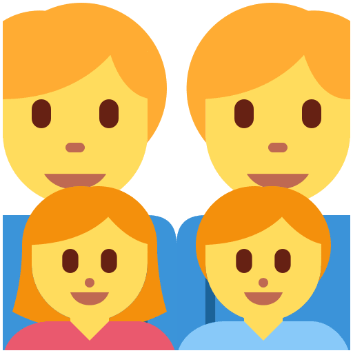 Familie: Mann, Mann, Mädchen, Junge