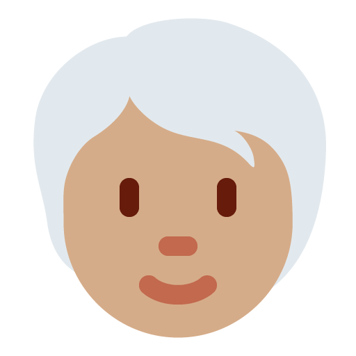 Person: Mittlere Hautfarbe, Weißes Haar