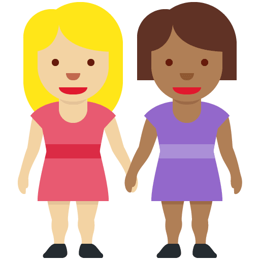 Deux Femmes Se Tenant La Main: Peau Moyennement Claire, Peau Moyennement Foncée
