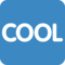 Wort „Cool“ In Blauem Quadrat
