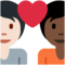 Paar mit Herz: Person, Person, Helle Hautfarbe, Dunkle Hautfarbe