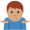 Schulterzuckender Mann: Mittlere Hautfarbe