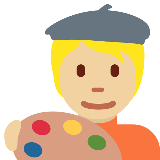 Художник: світлий тон шкіри для Twitter (X) Twemoji 15.0.3