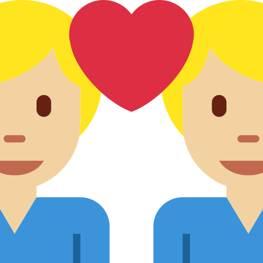Закохана пара: чоловік чоловік світлий тон шкіри для Twitter (X) Twemoji 15.0.3