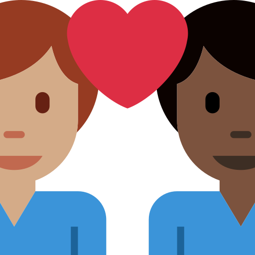 Влюбленная пара: мужчина мужчина средний тон кожи очень темный тон кожи для Twitter (X) Twemoji 15.0.3