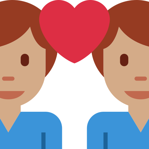 Влюбленная пара: мужчина мужчина средний тон кожи для Twitter (X) Twemoji 15.0.3