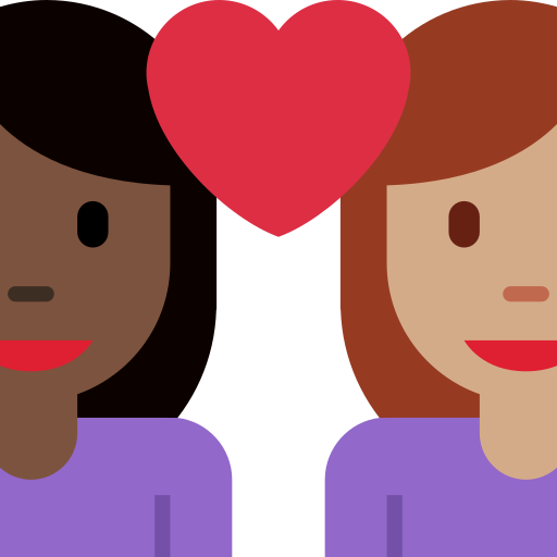 Закохана пара: жінка жінка дуже темний тон шкіри середній тон шкіри для Twitter (X) Twemoji 15.0.3