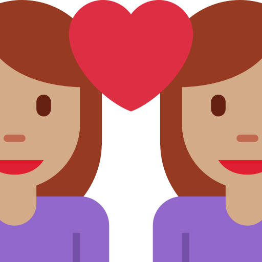Закохана пара: жінка жінка середній тон шкіри для Twitter (X) Twemoji 15.0.3