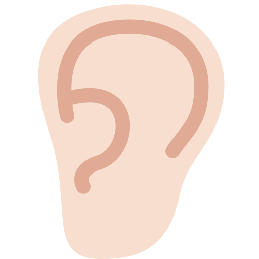 Ухо: очень светлый тон кожи для Twitter (X) Twemoji 15.0.3