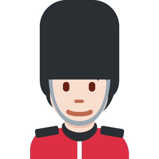 Гвардієць: дуже світлий тон шкіри для Twitter (X) Twemoji 15.0.3