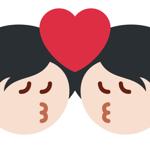 Поцілунок: дуже світлий тон шкіри для Twitter (X) Twemoji 15.0.3