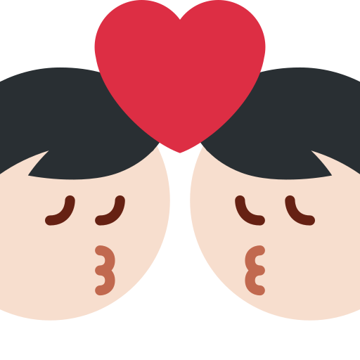 Поцелуй: мужчина мужчина очень светлый тон кожи для Twitter (X) Twemoji 15.0.3