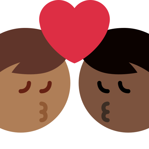 Поцелуй: мужчина мужчина темный тон кожи очень темный тон кожи для Twitter (X) Twemoji 15.0.3