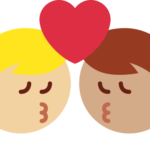 Поцілунок: чоловік чоловік світлий тон шкіри середній тон шкіри для Twitter (X) Twemoji 15.0.3