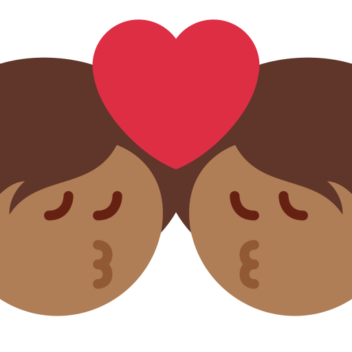 Поцелуй: темный тон кожи для Twitter (X) Twemoji 15.0.3