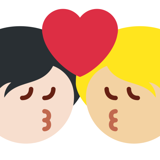 Поцілунок: дорослий дорослий дуже світлий тон шкіри світлий тон шкіри для Twitter (X) Twemoji 15.0.3