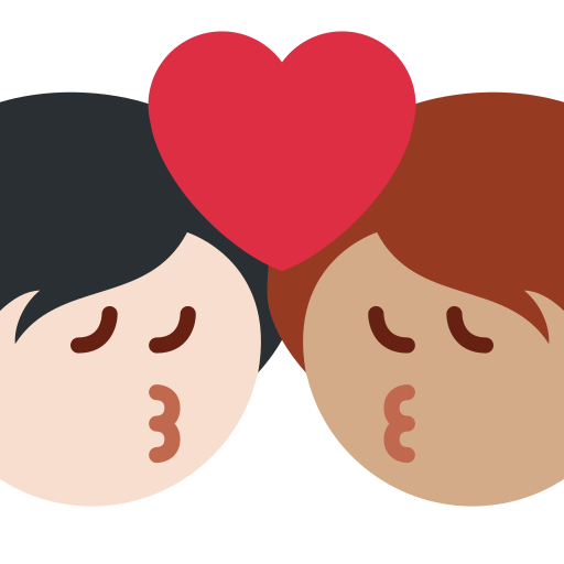 Поцілунок: дорослий дорослий дуже світлий тон шкіри середній тон шкіри для Twitter (X) Twemoji 15.0.3