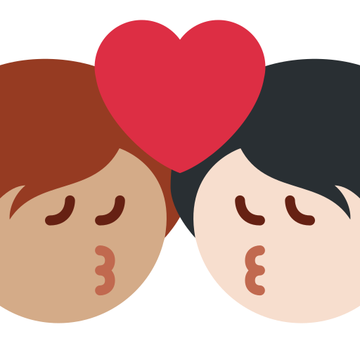 Поцілунок: дорослий дорослий середній тон шкіри дуже світлий тон шкіри для Twitter (X) Twemoji 15.0.3