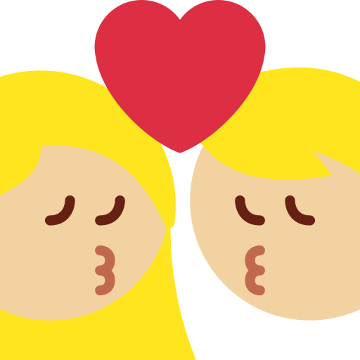 Поцілунок: жінка чоловік світлий тон шкіри для Twitter (X) Twemoji 15.0.3