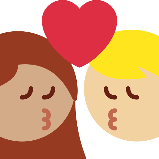 Поцелуй: женщина мужчина средний тон кожи светлый тон кожи для Twitter (X) Twemoji 15.0.3