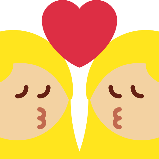 Поцелуй: женщина женщина светлый тон кожи для Twitter (X) Twemoji 15.0.3