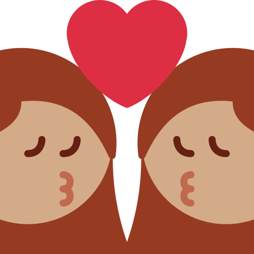 Поцелуй: женщина женщина средний тон кожи для Twitter (X) Twemoji 15.0.3
