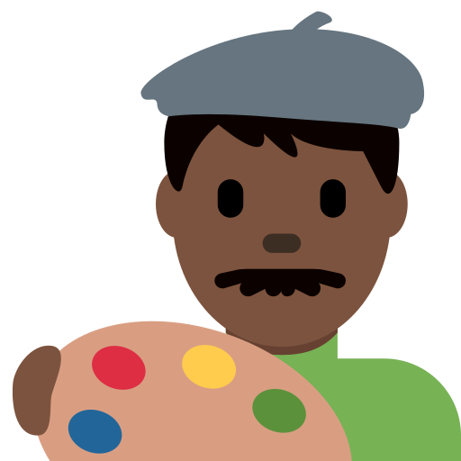 Чоловік-художник: дуже темний тон шкіри для Twitter (X) Twemoji 15.0.3