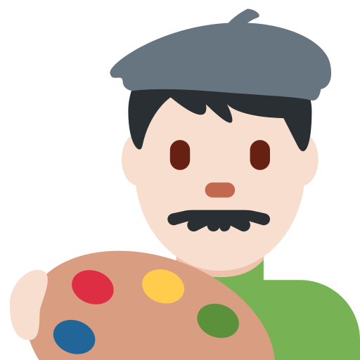 Чоловік-художник: дуже світлий тон шкіри для Twitter (X) Twemoji 15.0.3