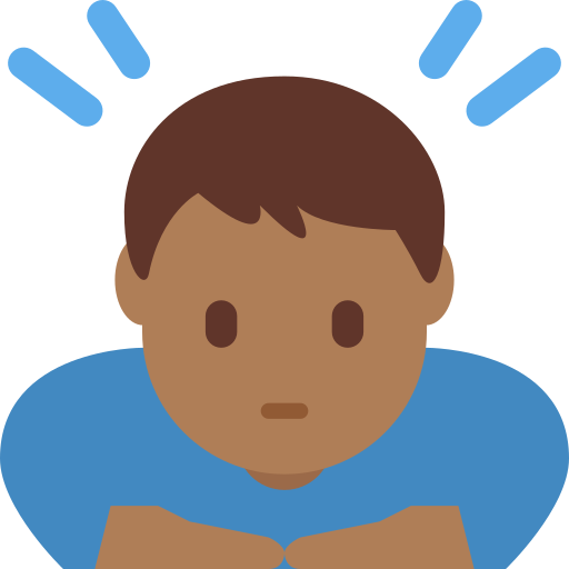 Чоловік кланяється: темний тон шкіри для Twitter (X) Twemoji 15.0.3