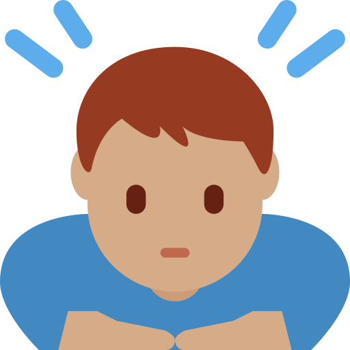 Чоловік кланяється: середній тон шкіри для Twitter (X) Twemoji 15.0.3