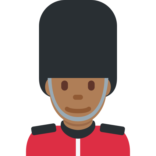 Чоловік-гвардієць: темний тон шкіри для Twitter (X) Twemoji 15.0.3