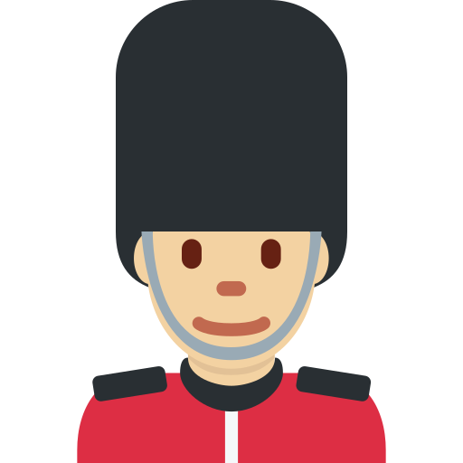 Чоловік-гвардієць: світлий тон шкіри для Twitter (X) Twemoji 15.0.3
