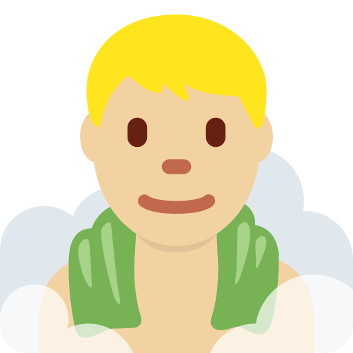 Чоловік в лазні: світлий тон шкіри для Twitter (X) Twemoji 15.0.3